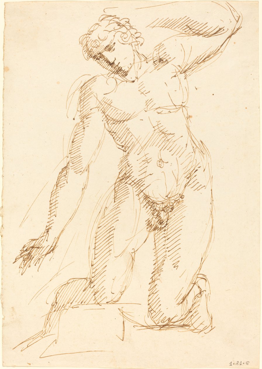 A Male Nude Kneeling   1226092   no       norwegian Successfully Translated  Original: Hond op een hermelijnen mantel op een troon Geordie sits in Charlies chair (title on object) Translat: Hond op een hermelijnen mantel op een troon Geordie sits in Charli av Pelagio Palagi