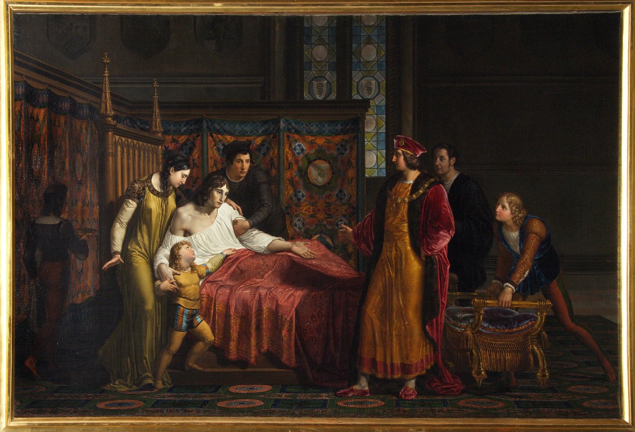 Charles VIII besøker den døende Gian Galeazzo Sforza i Pavia slott av Pelagio Palagi