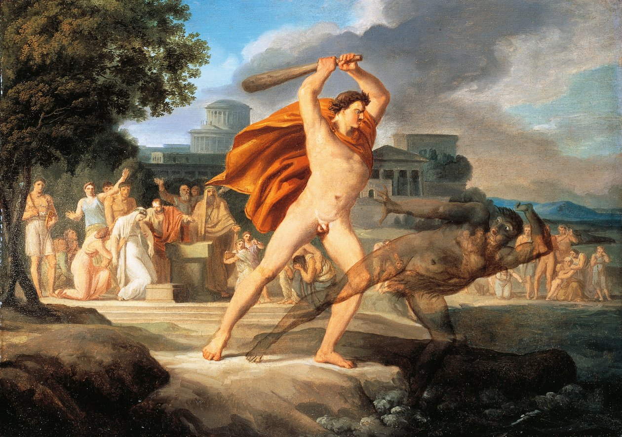 Hercules beseirer Thanatos (olje på lerret) av Pelagio Palagi