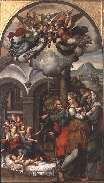 Fødsel med de to jordmødrene av Pellegrino (c.1460 1523) Aretusi
