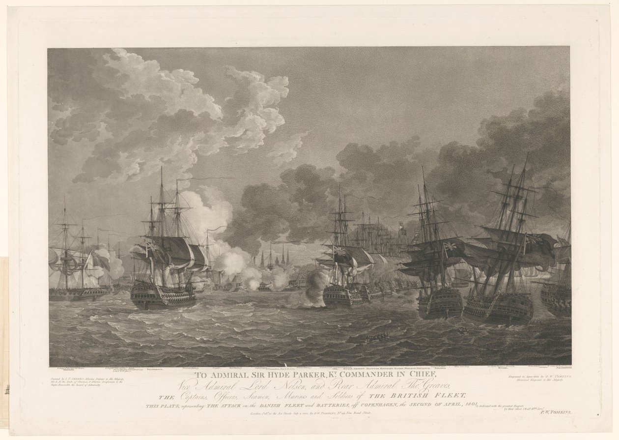 Utsikt over sjøslaget ved København, 1801 av Peltro William Tomkins