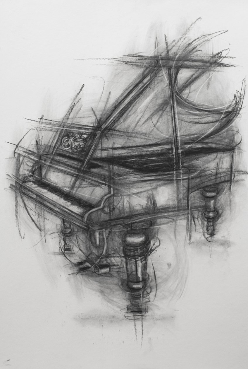 Grand Piano, 2005 (kull på papir) av Penny Warden
