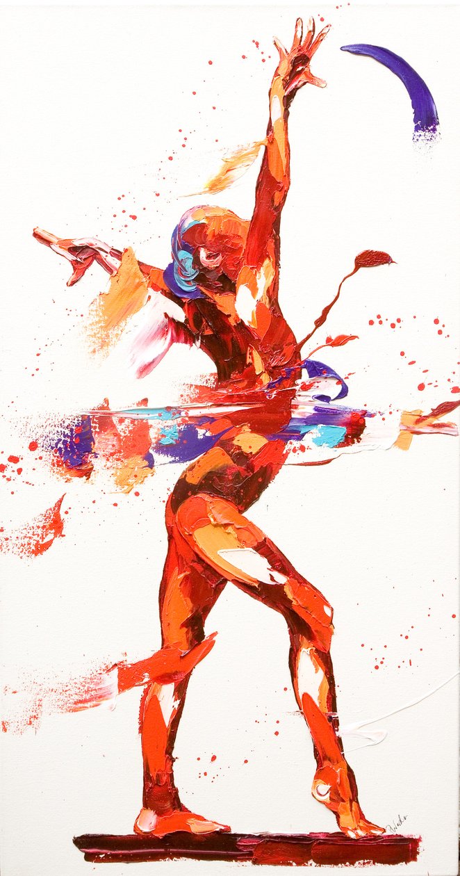 Gymnast Four, 2010 (olje på lerret) av Penny Warden