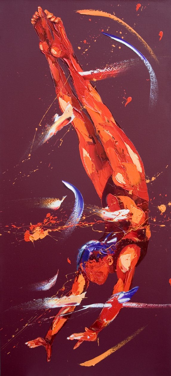 Gymnast Seven, 2011 (olje på lerret) av Penny Warden