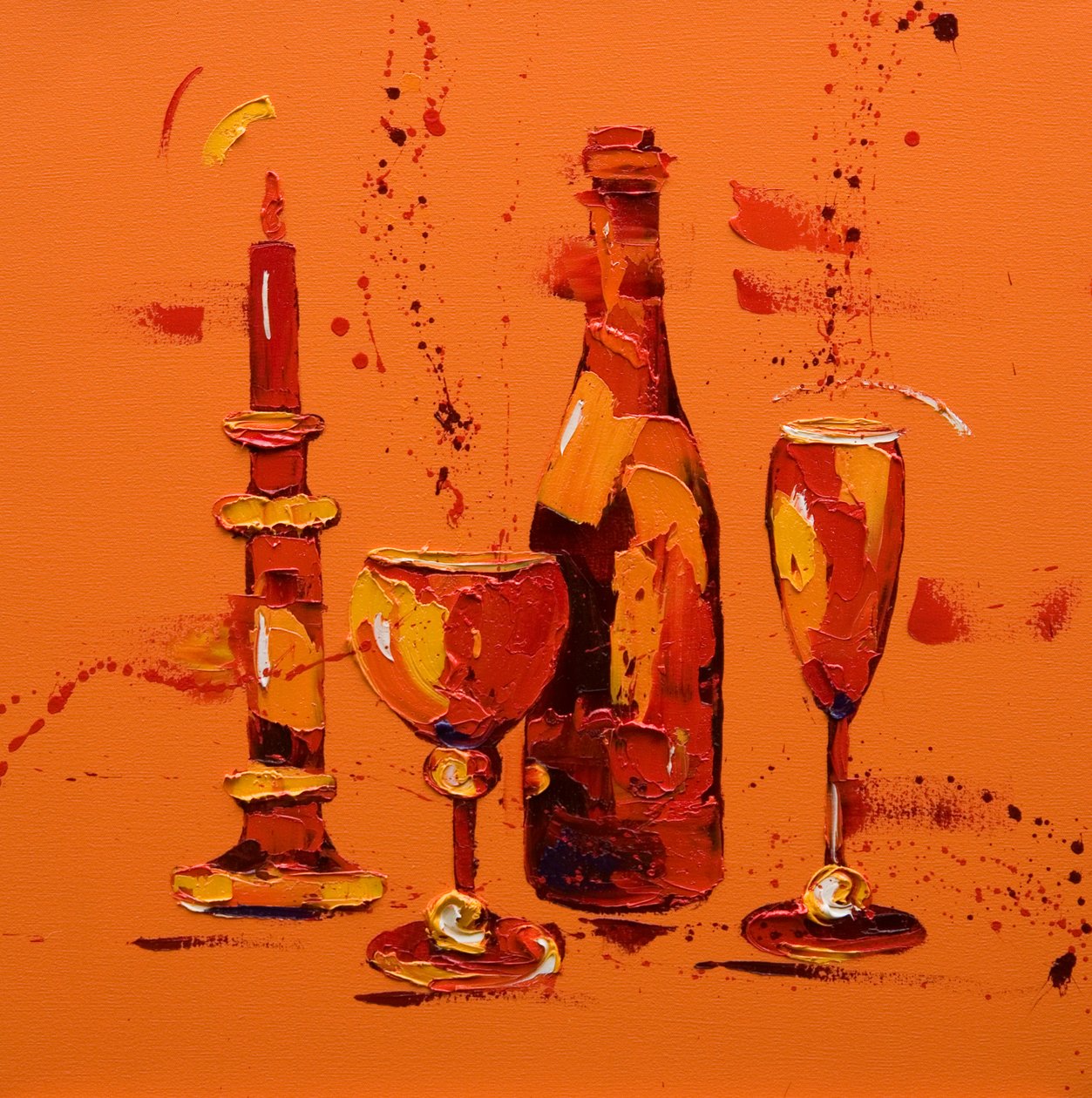 Still Life in Orange, 2005 (olje på lerret) av Penny Warden