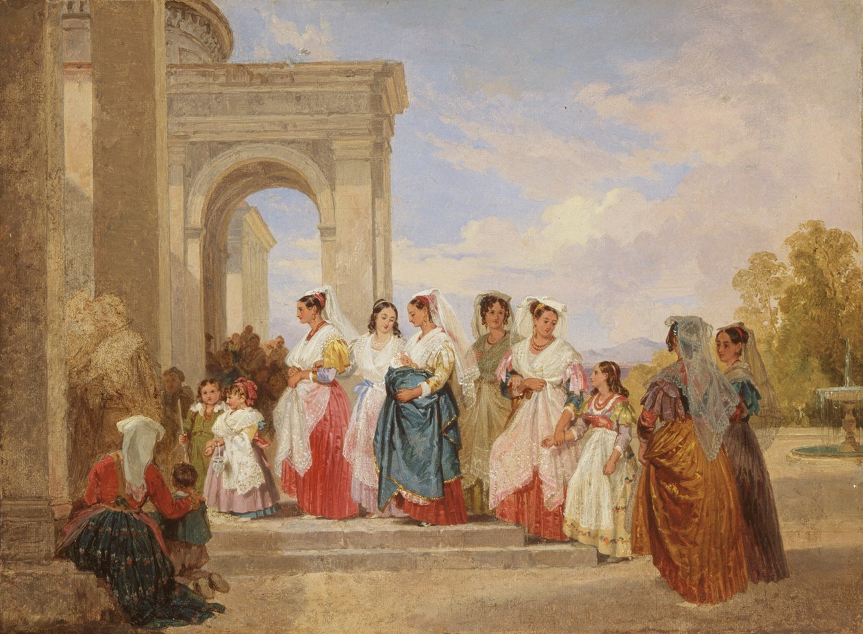 'Prosesjonen til dåpen', 1820-1885 av Penry Williams