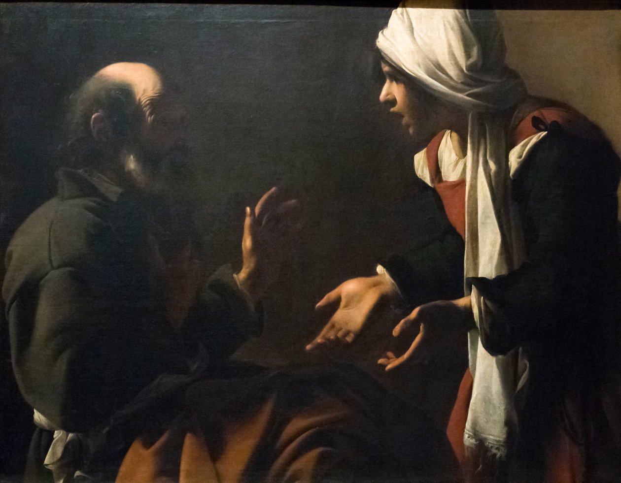 The Denial of Saint Peter (olje på panel) av Pensionante de Saraceni