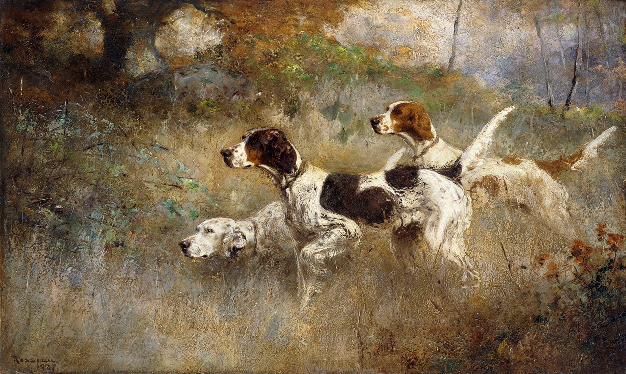 Setters Three, Bob, Bill og Ginger på et trippelpunkt av Percival Leonard Rosseau