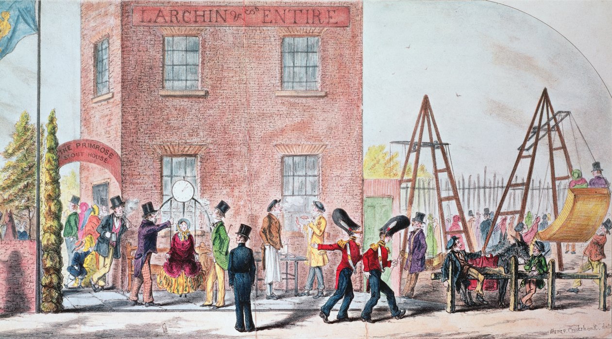 Messe (husker) på Primrose Tavern, Chalk Farm (trykk) av Percy Cruikshank