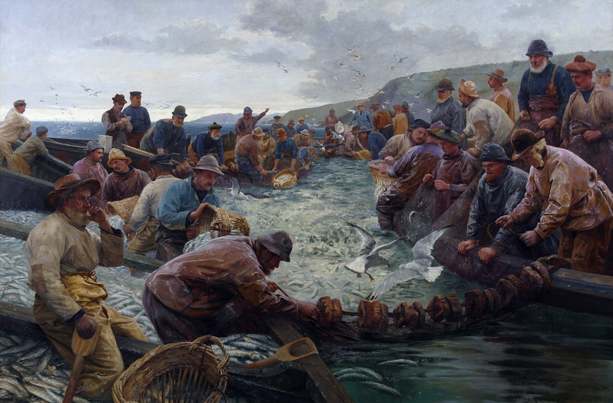 Tucking a School of Pilchards, 1897 av Percy Robert Craft