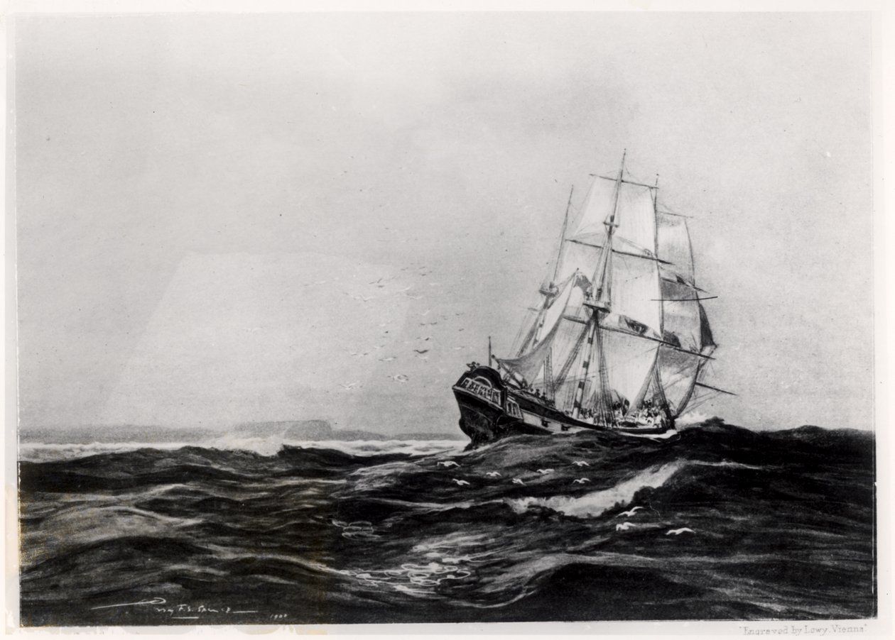 The Endeavour at Sea, 1900, gravert av Lowy av Percy F.S. Spence