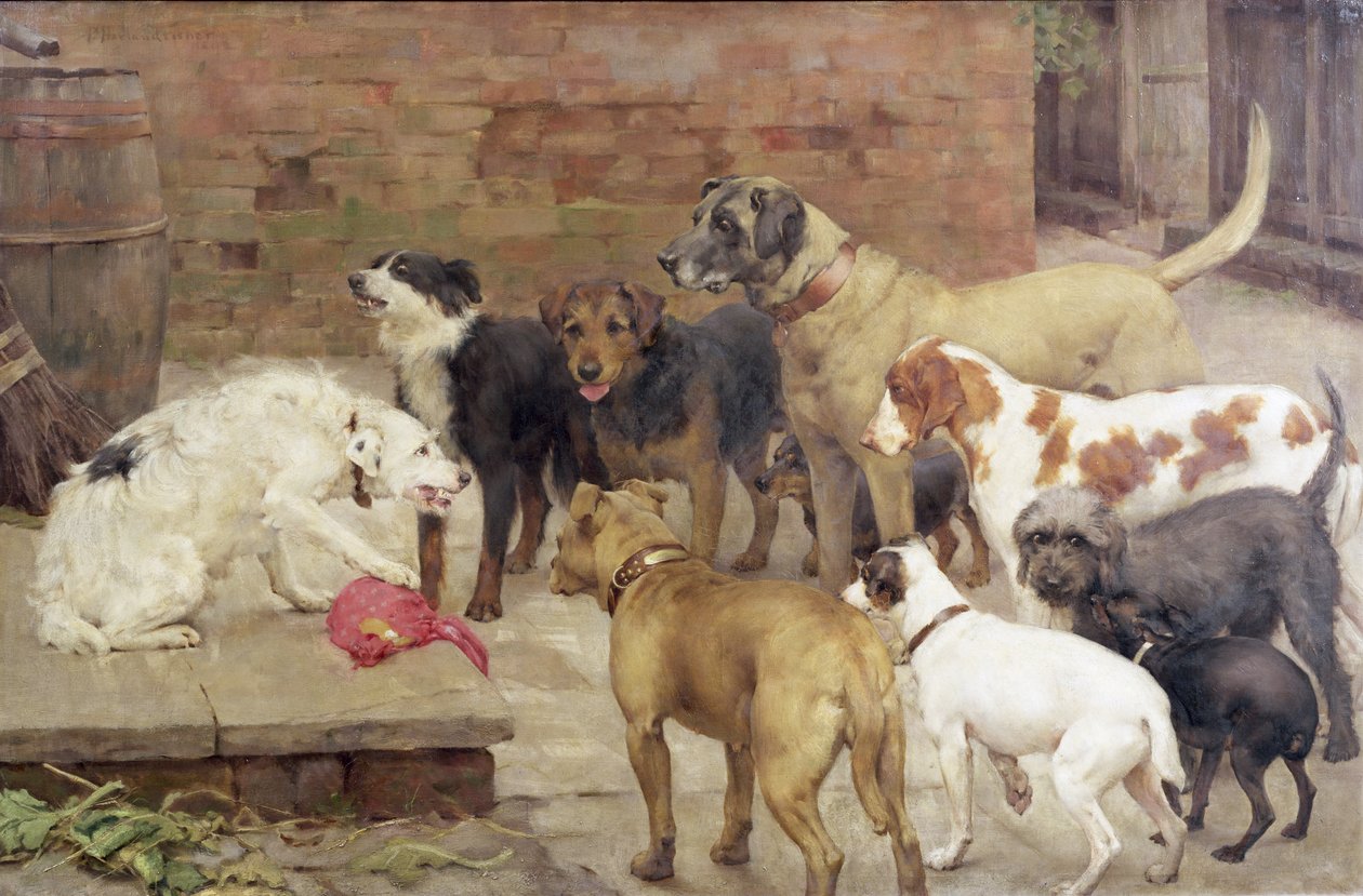 Hunden med sin herres middag, 1892 av Percy Harland Fisher