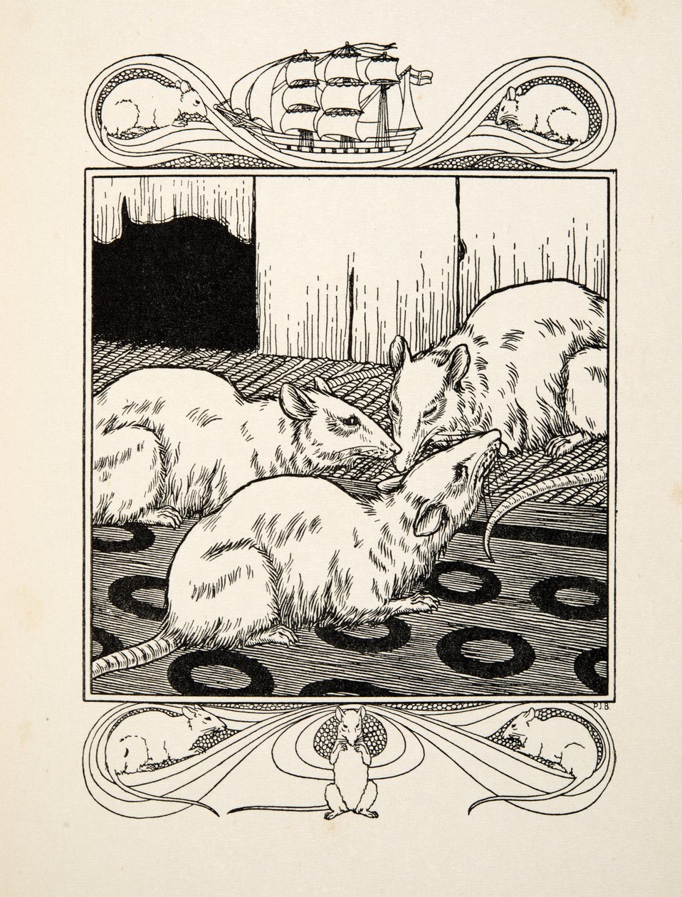 Filial Duty, fra A Hundred Anecdotes of Animals, pub. 1924 (gravering) av Percy J. Billingshurst