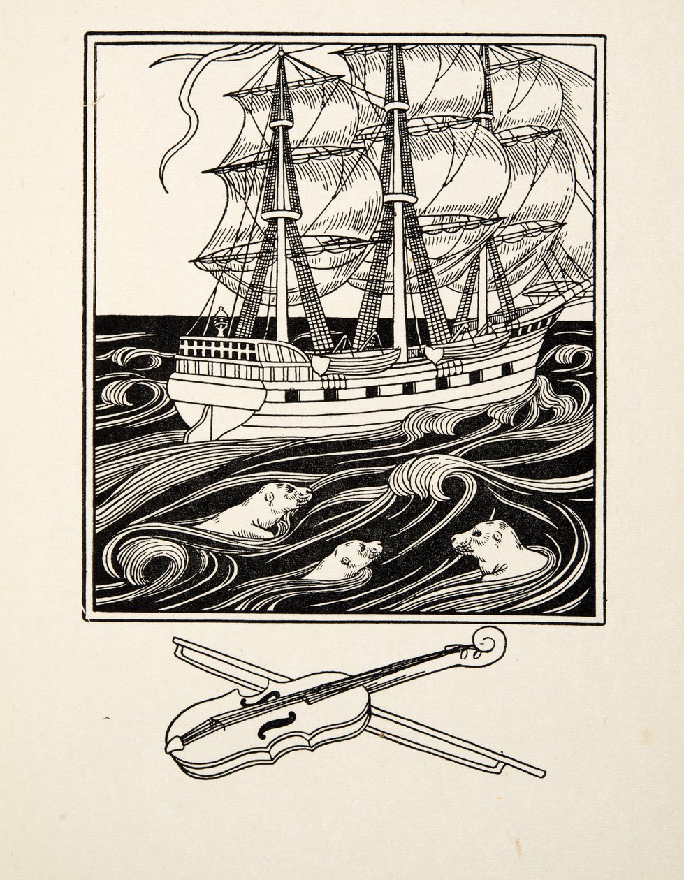Musical Seals, fra A Hundred Anecdotes of Animals, pub. 1924 (gravering) av Percy J. Billingshurst
