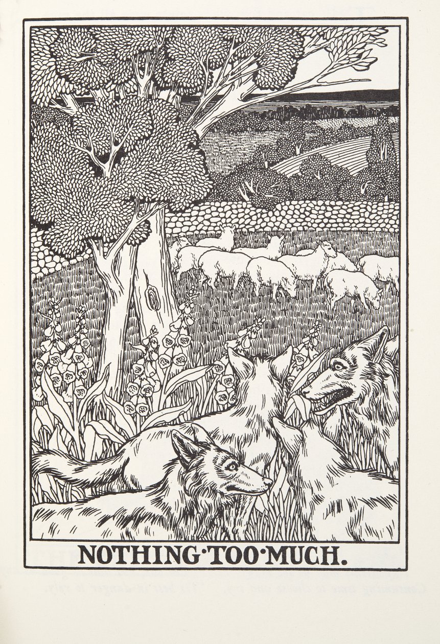 Nothing Too Much, fra Fontaine Fables, pub. 1905 (gravering) av Percy J. Billingshurst