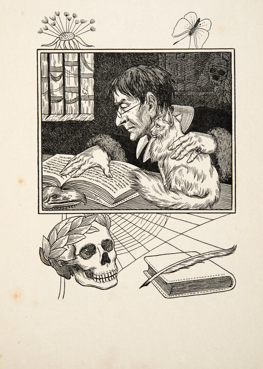 Sonnini og katten hans, fra A Hundred Anecdotes of Animals, pub. 1924 av Percy J. Billingshurst