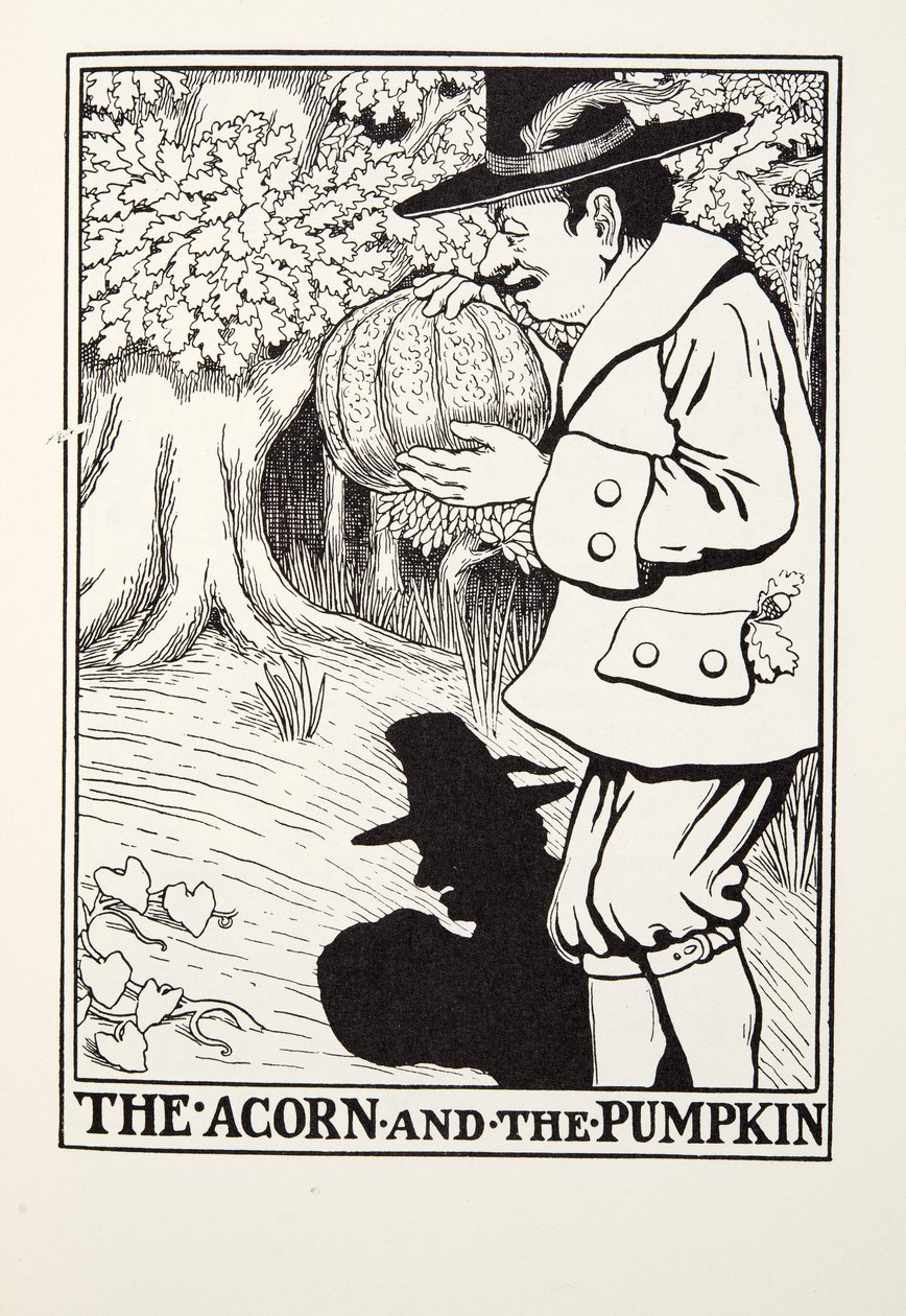 The Acorn and the Pumpkin, fra Fontaine Fables, pub. 1905 av Percy J. Billingshurst