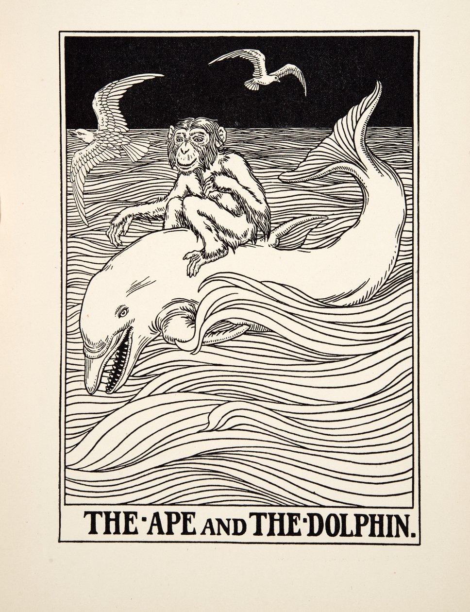 The Ape and the Dolphin, fra A Hundred Fables of Aesop, pub.1903 av Percy J. Billingshurst