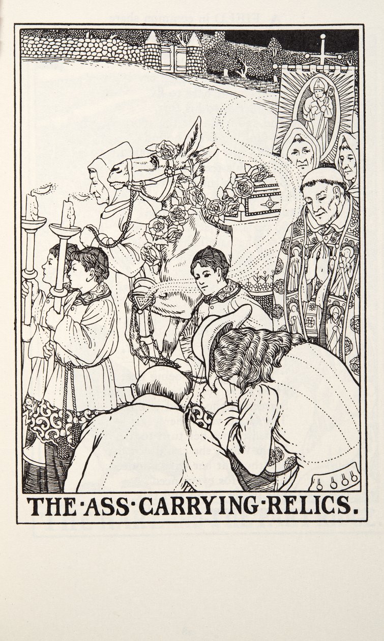 The Ass Carrying Relics, fra Fontaine Fables, pub. 1905 (gravering) av Percy J. Billingshurst