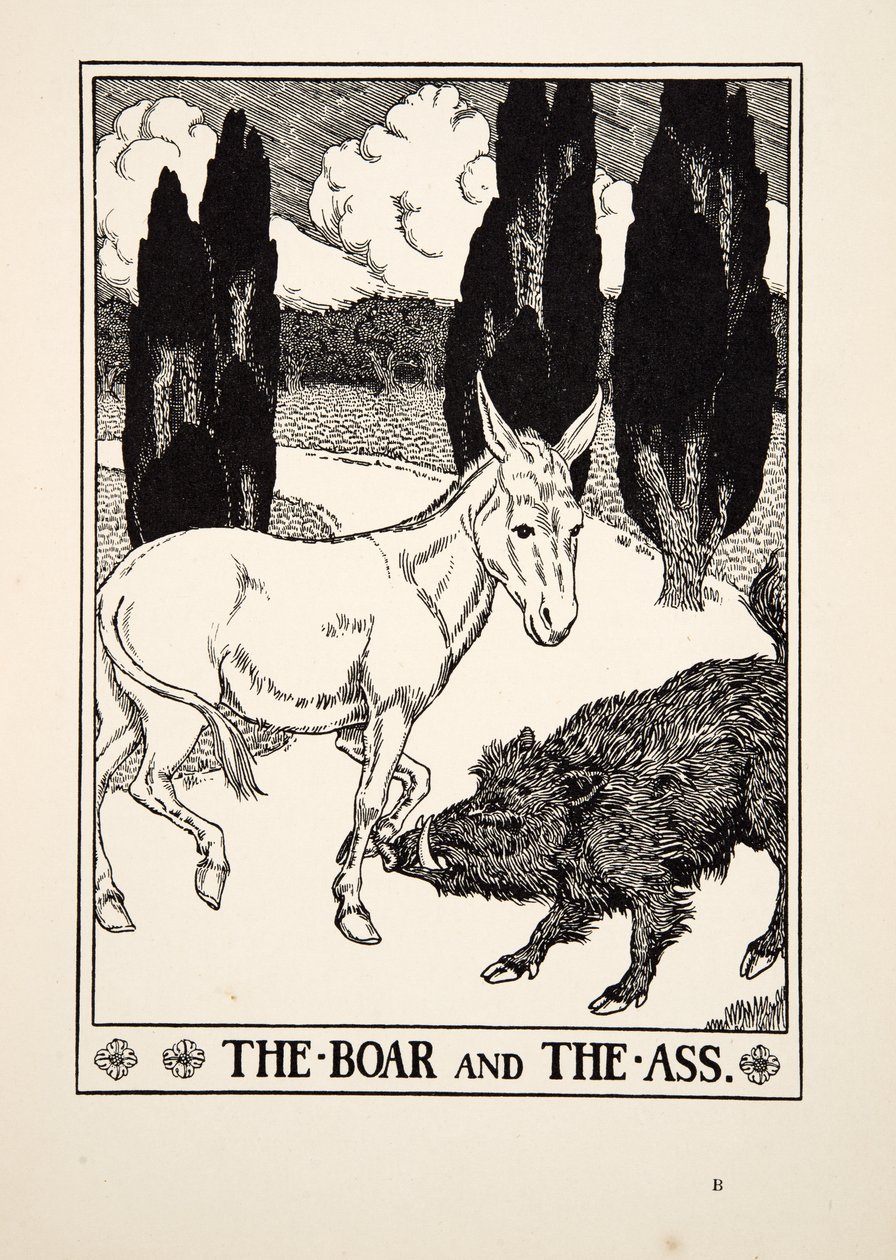 The Boar and the Ass, fra A Hundred Fables of Aesop, pub.1903 av Percy J. Billingshurst