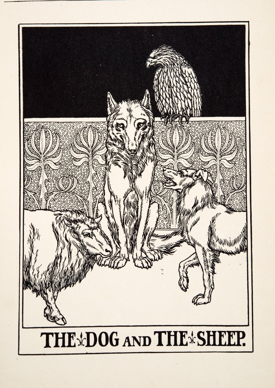 The Dog and the Sheep, fra A Hundred Fables of Aesop, pub.1903 av Percy J. Billingshurst