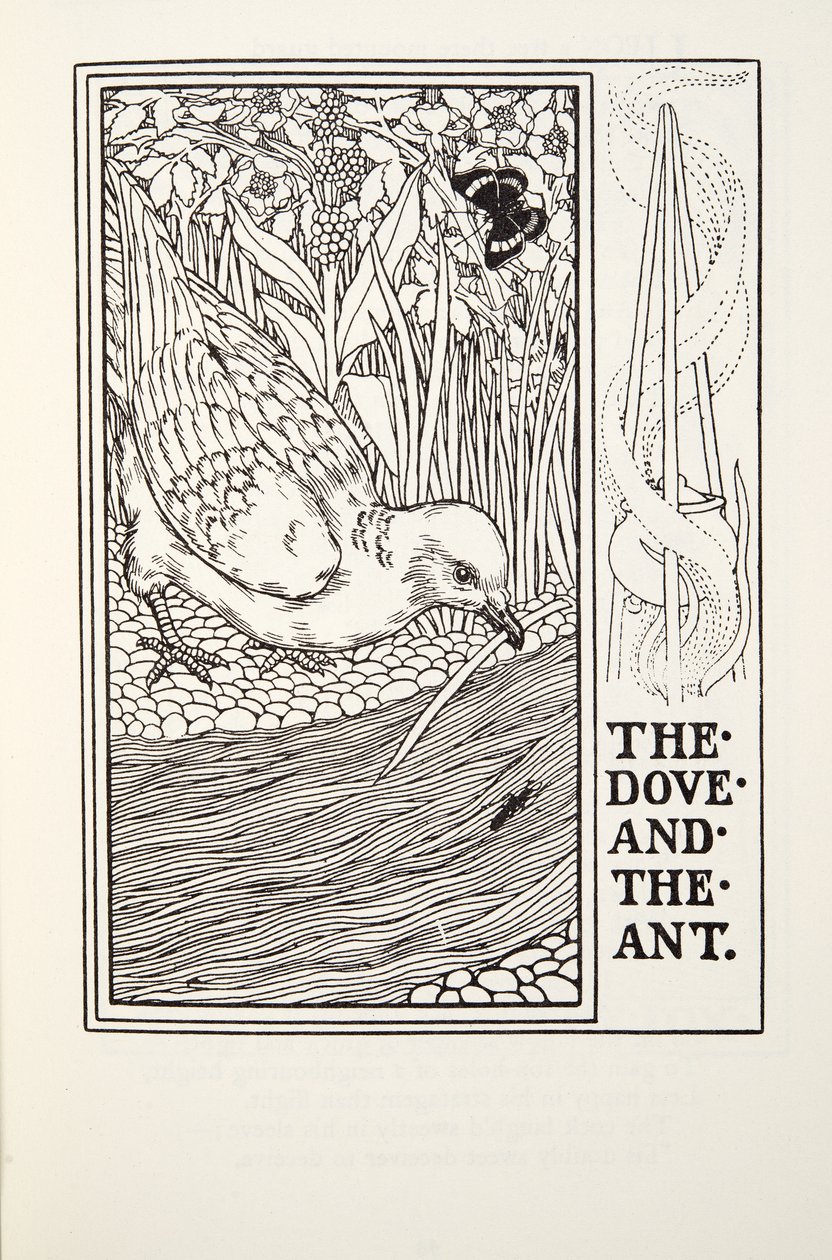 The Dove and the Ant, fra Fontaine Fables, pub. 1905 av Percy J. Billingshurst