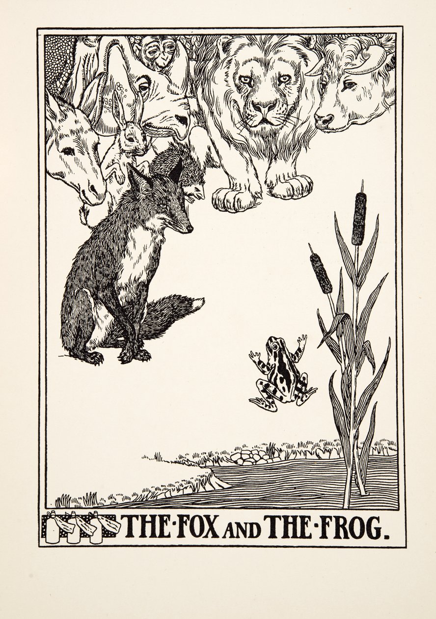 The Fox and the Frog, fra A Hundred Fables of Aesop, pub.1903 (gravering) av Percy J. Billingshurst