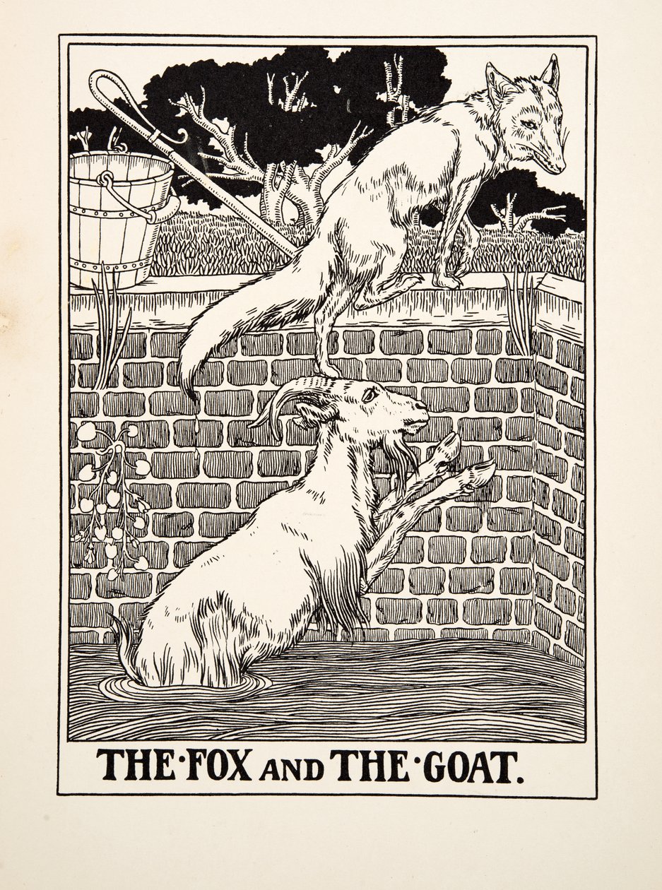 The Fox and the Goat, fra A Hundred Fables of Aesop, pub.1903 av Percy J. Billingshurst