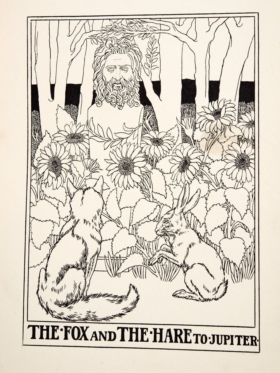 The Fox and the Hare to Jupiter, fra A Hundred Fables of Aesop, pub.1903 av Percy J. Billingshurst