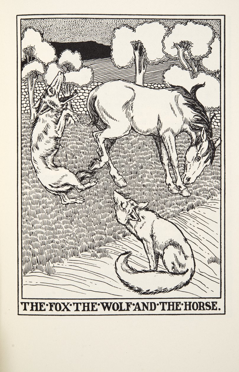 The Fox, the Wolf and the Horse, fra Fontaine Fables, pub. 1905 av Percy J. Billingshurst