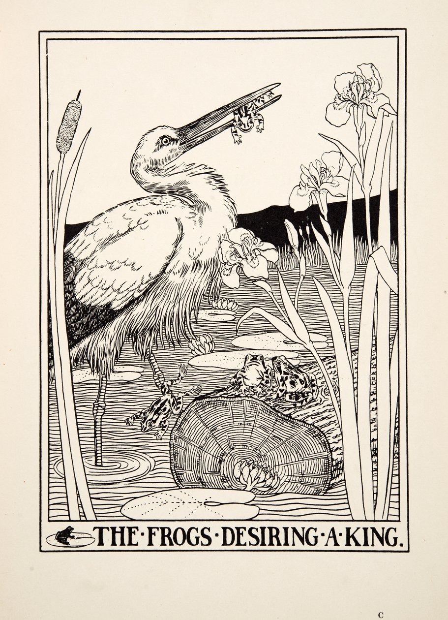 The Frogs Desiring a King, fra A Hundred Fables of Aesop, pub.1903 av Percy J. Billingshurst