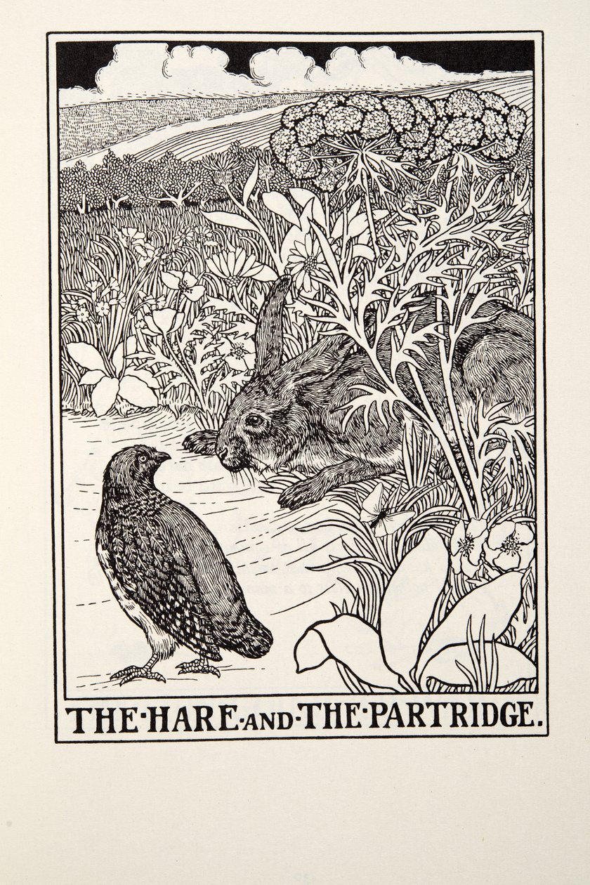 The Hare and The Partridge, fra Fontaine Fables, pub. 1905 av Percy J. Billingshurst