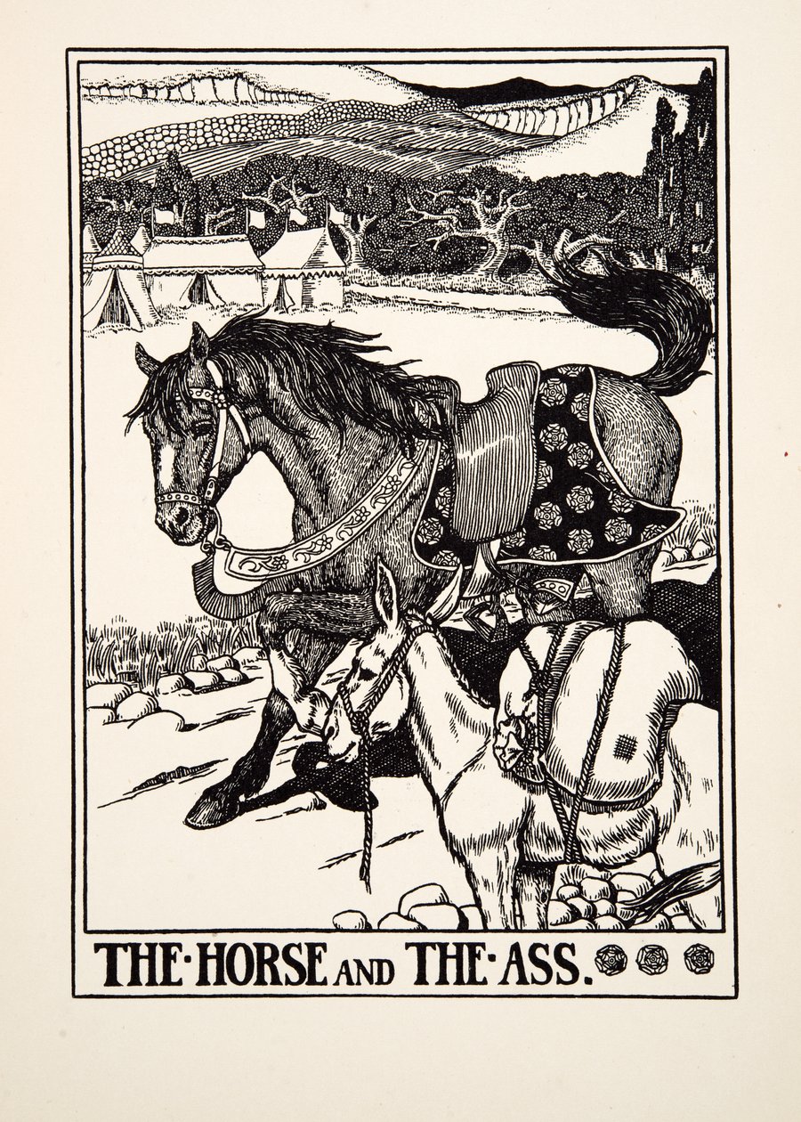 The Horse and the Ass, fra A Hundred Fables of Aesop, pub.1903 av Percy J. Billingshurst