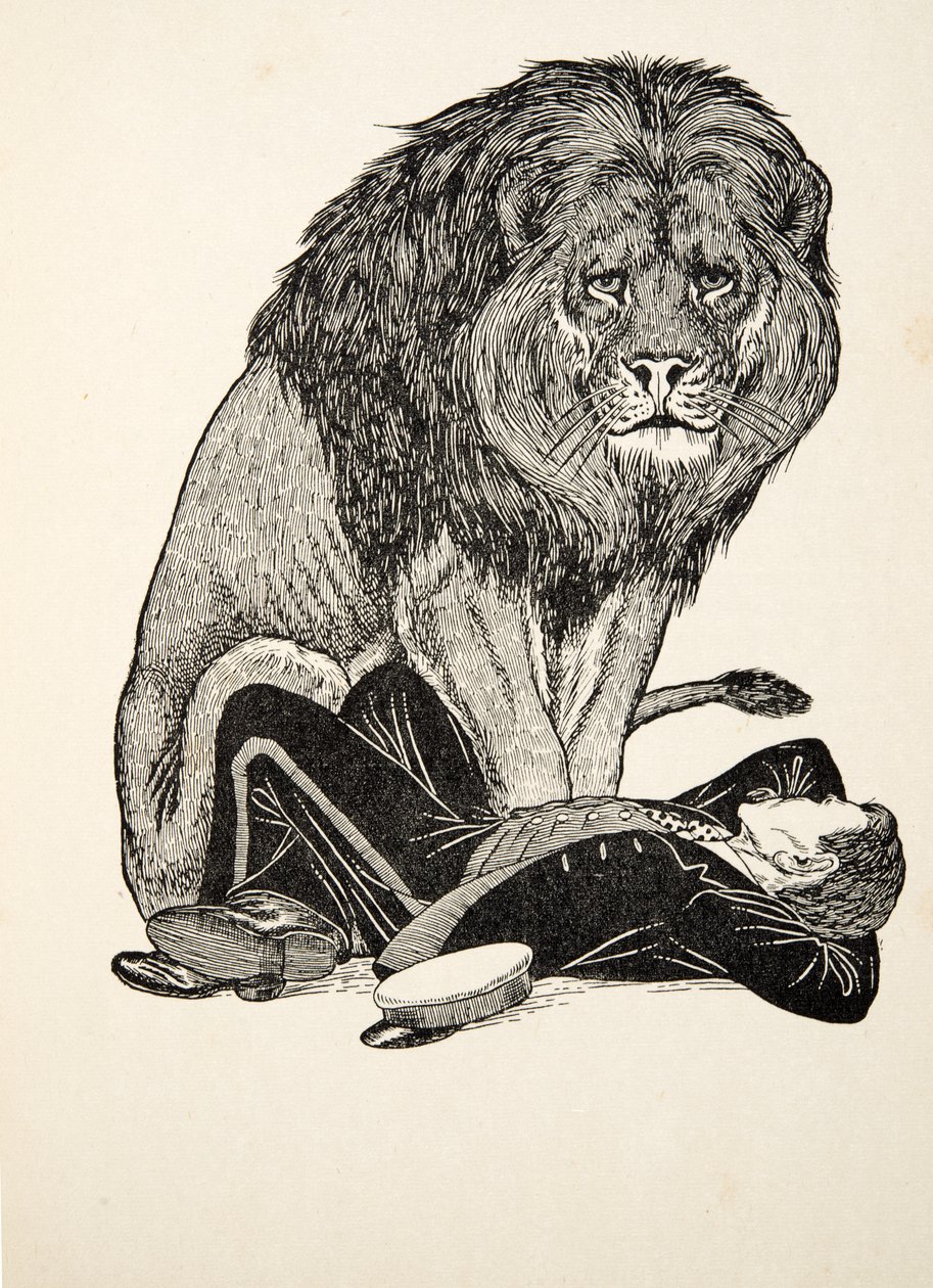 The Lion and his Keeper, fra A Hundred Anecdotes of Animals, pub. 1924 av Percy J. Billingshurst