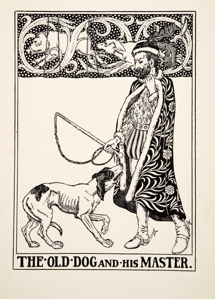 The Old Dog and his Master, fra A Hundred Fables of Aesop, pub.1903 av Percy J. Billingshurst