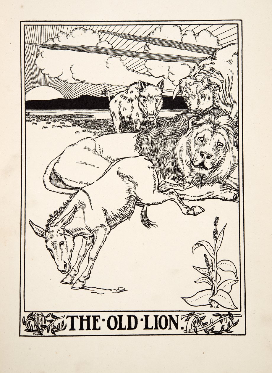 The Old Lion, fra A Hundred Fables of Aesop, pub.1903 av Percy J. Billingshurst