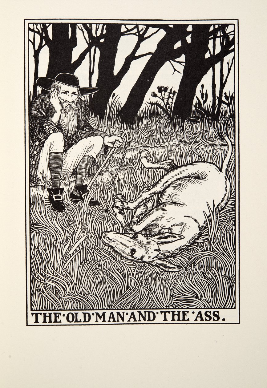The Old Man and the Ass, fra Fontaine Fables, pub. 1905 av Percy J. Billingshurst