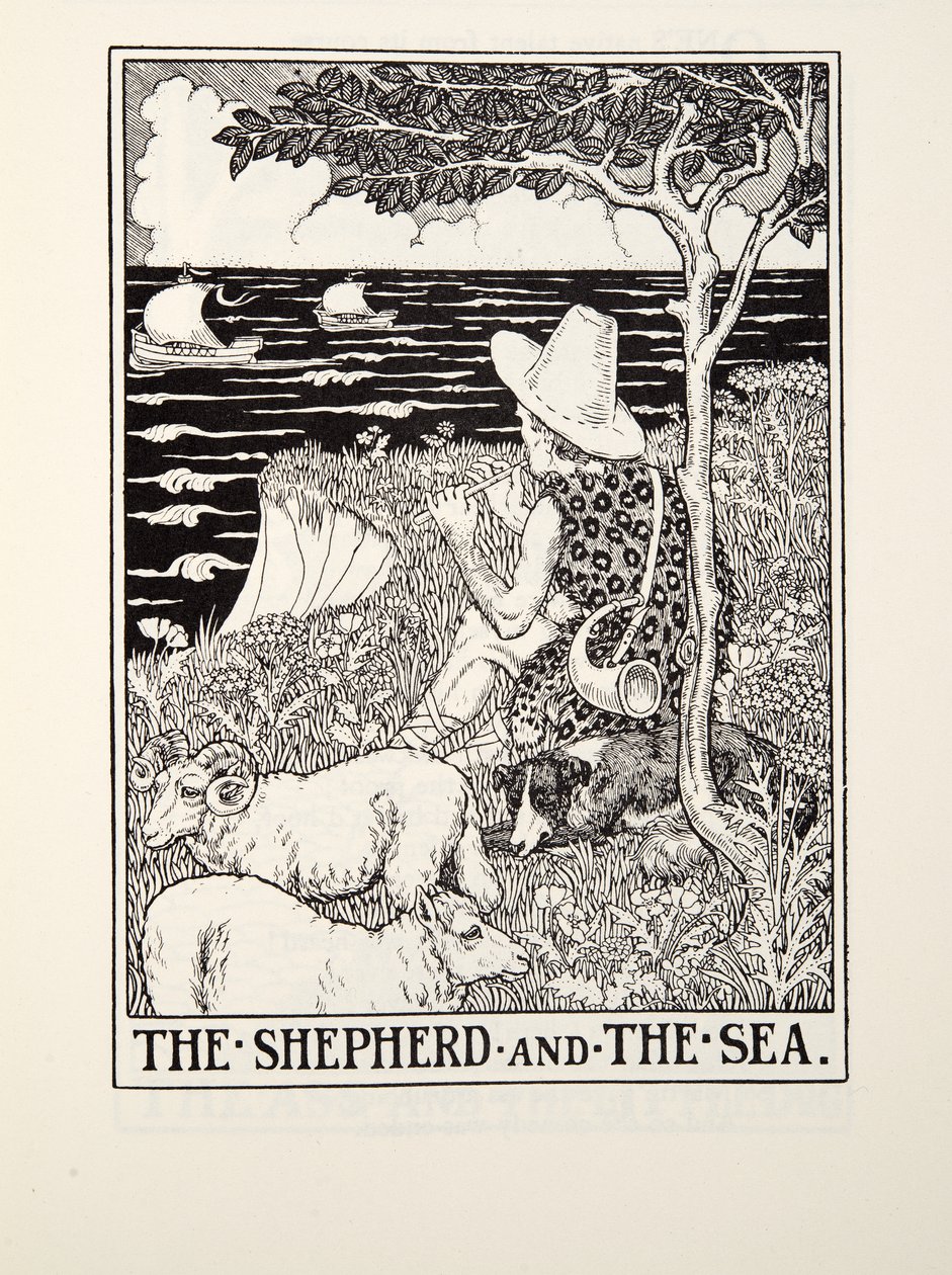 The Shepherd and The Sea, fra Fontaine Fables, pub. 1905 av Percy J. Billingshurst