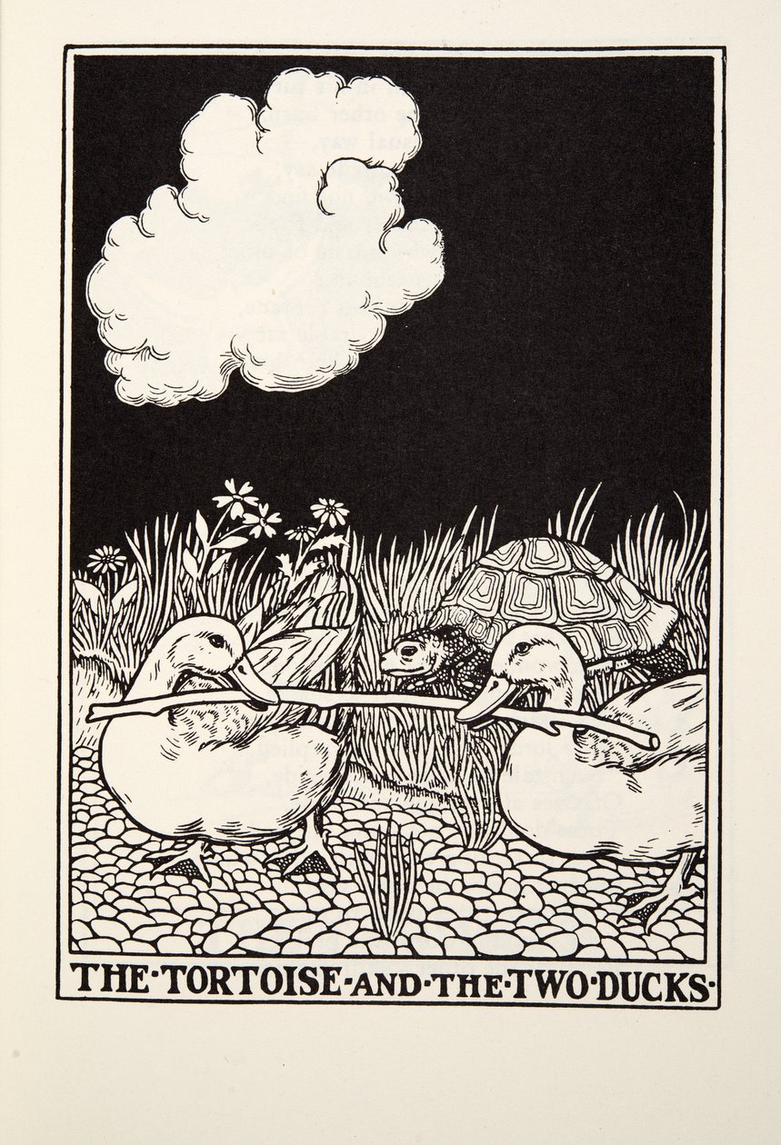 The Tortoise and the Two Ducks, fra Fontaine Fables, pub. 1905 av Percy J. Billingshurst