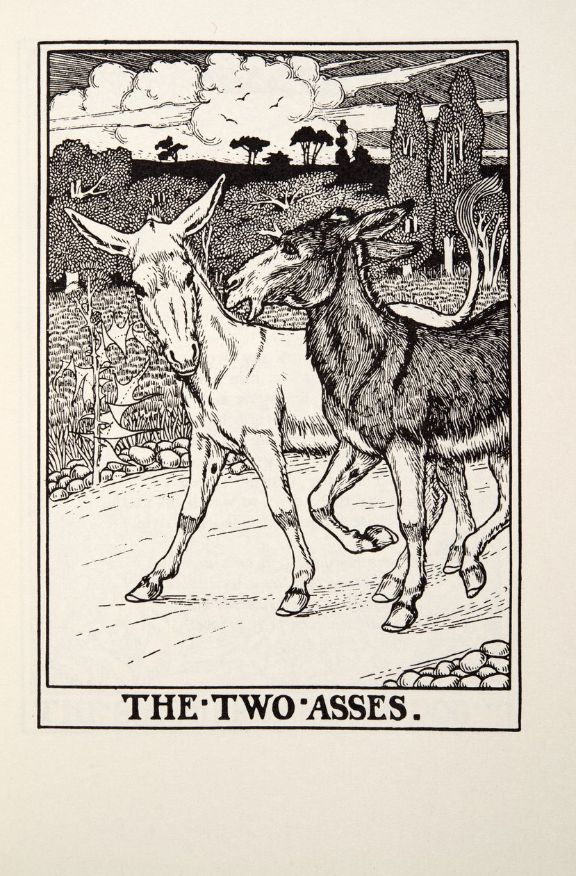 The Two Asses, fra Fontaine Fables, pub. 1905 av Percy J. Billingshurst