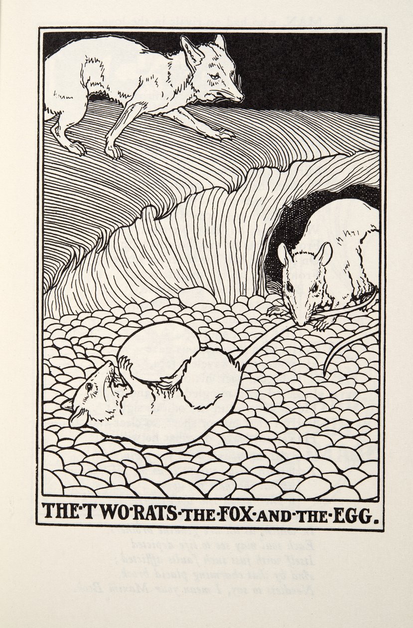 The Two Rats, the Fox and the Egg, fra Fontaine Fables, pub. 1905 av Percy J. Billingshurst