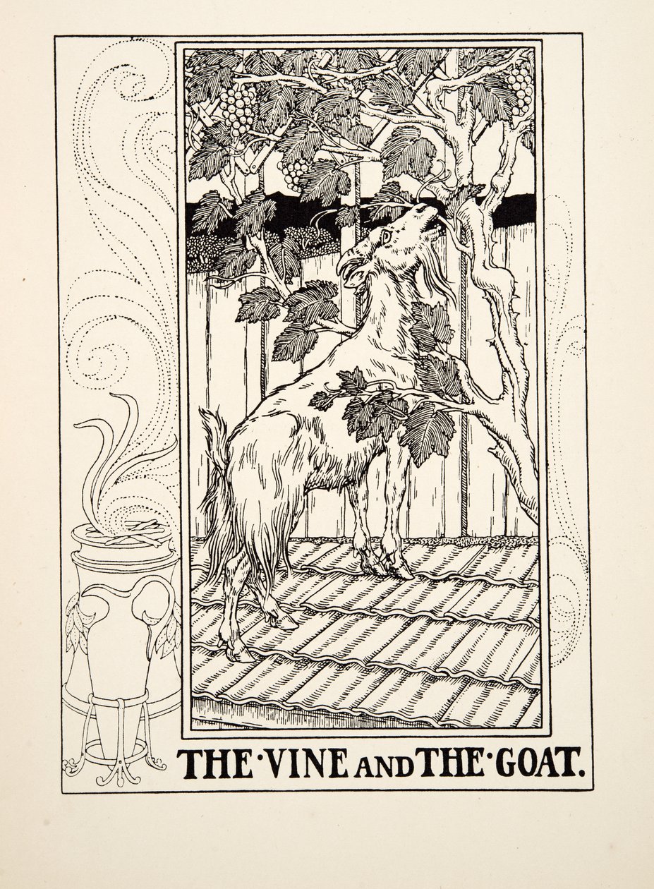 The Vine and the Goat, fra A Hundred Fables of Aesop, pub.1903 av Percy J. Billingshurst