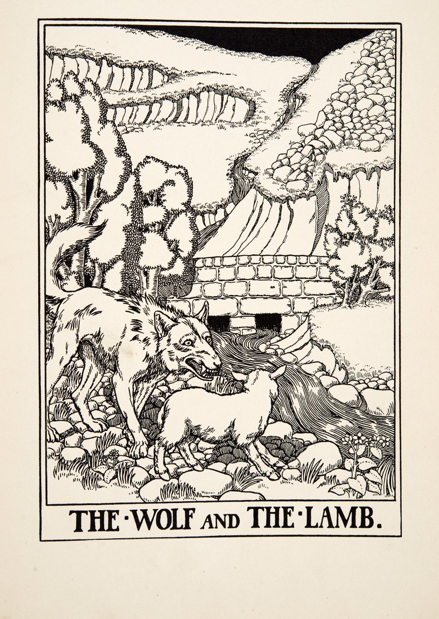 The Wolf and the Lamb, fra A Hundred Fables of Aesop, pub.1903 av Percy J. Billingshurst