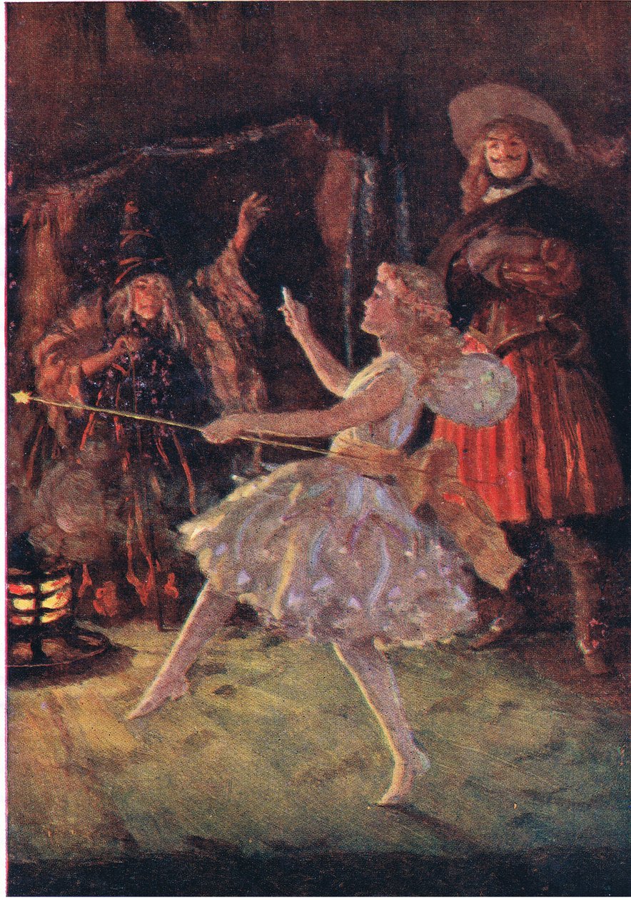 På baksiden av hulen dukket det opp en liten skikkelse i skyet hvitt, fra Little Women utgitt av Associated Newspapers Limited, ca. 1940 (farge litho) av Percy Tarrant