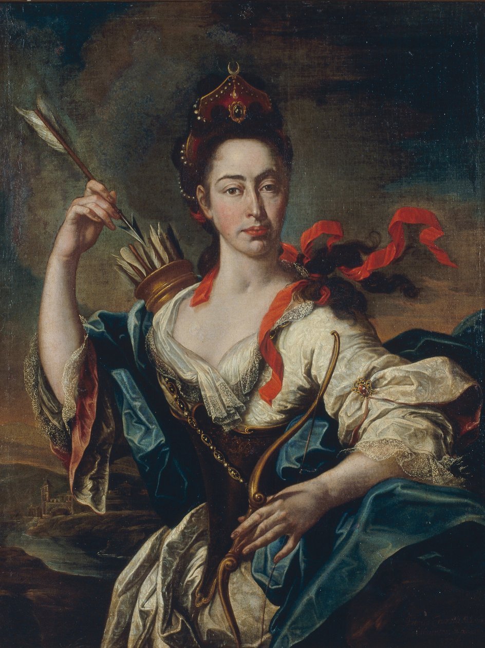 Portrett av en kvinne med attributter til Diana av Pere Crusells