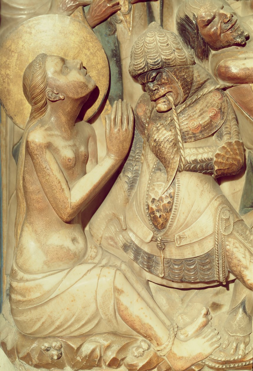 The Martyrdom of St Thecla, detalj fra Høyalteret (alabaster) av Pere Johan