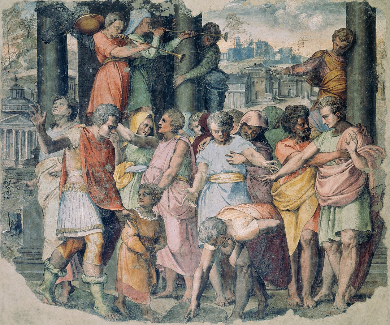 Tarquinius den stolte grunnla Jupiter-tempelet på Capitol Hill av Perino del Vaga