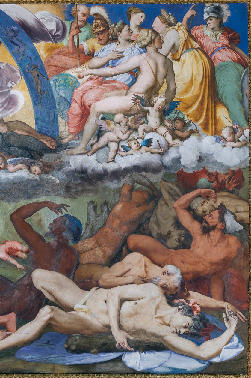 Zevs slår de opprørske kjempene (kjempenes fall) i The Hall of Jupiter av Perino del Vaga