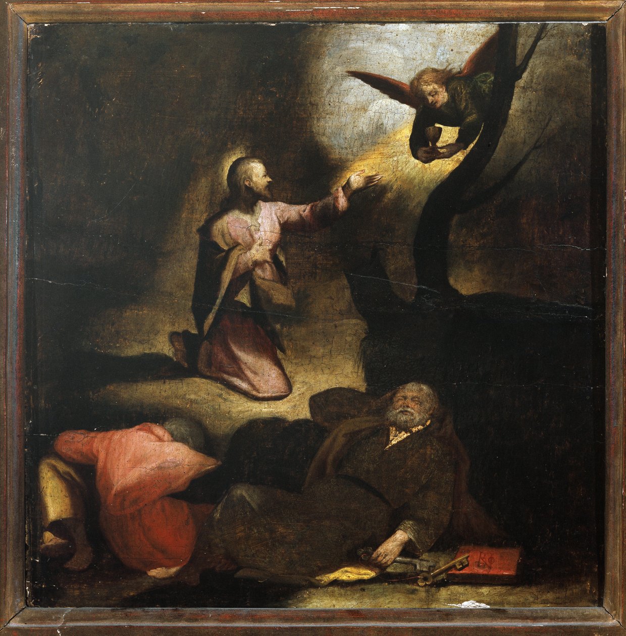 Passion of Christ: Agony in the Garden of Getsemane (olje på tre av Perino del Vaga