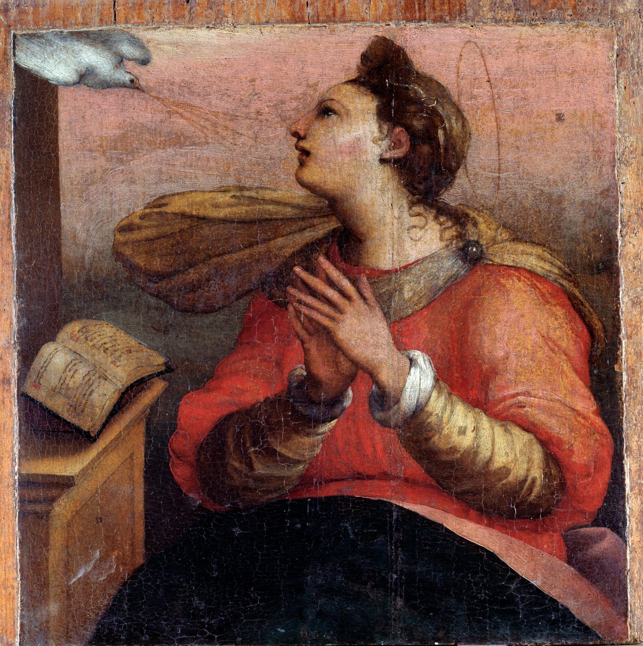 Bebudelsens jomfru, detalj (olje på panel, ca. 1535) av Perino del Vaga